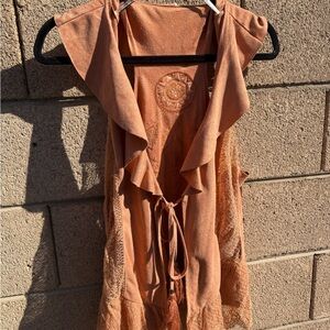 Miss Me Peach Lace Vest